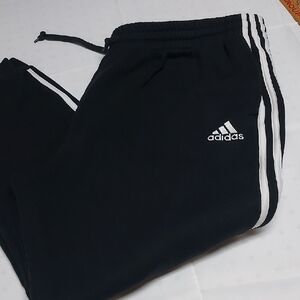 Adidas Mens Black Thick Joggers with White Stripes  Sz 2X